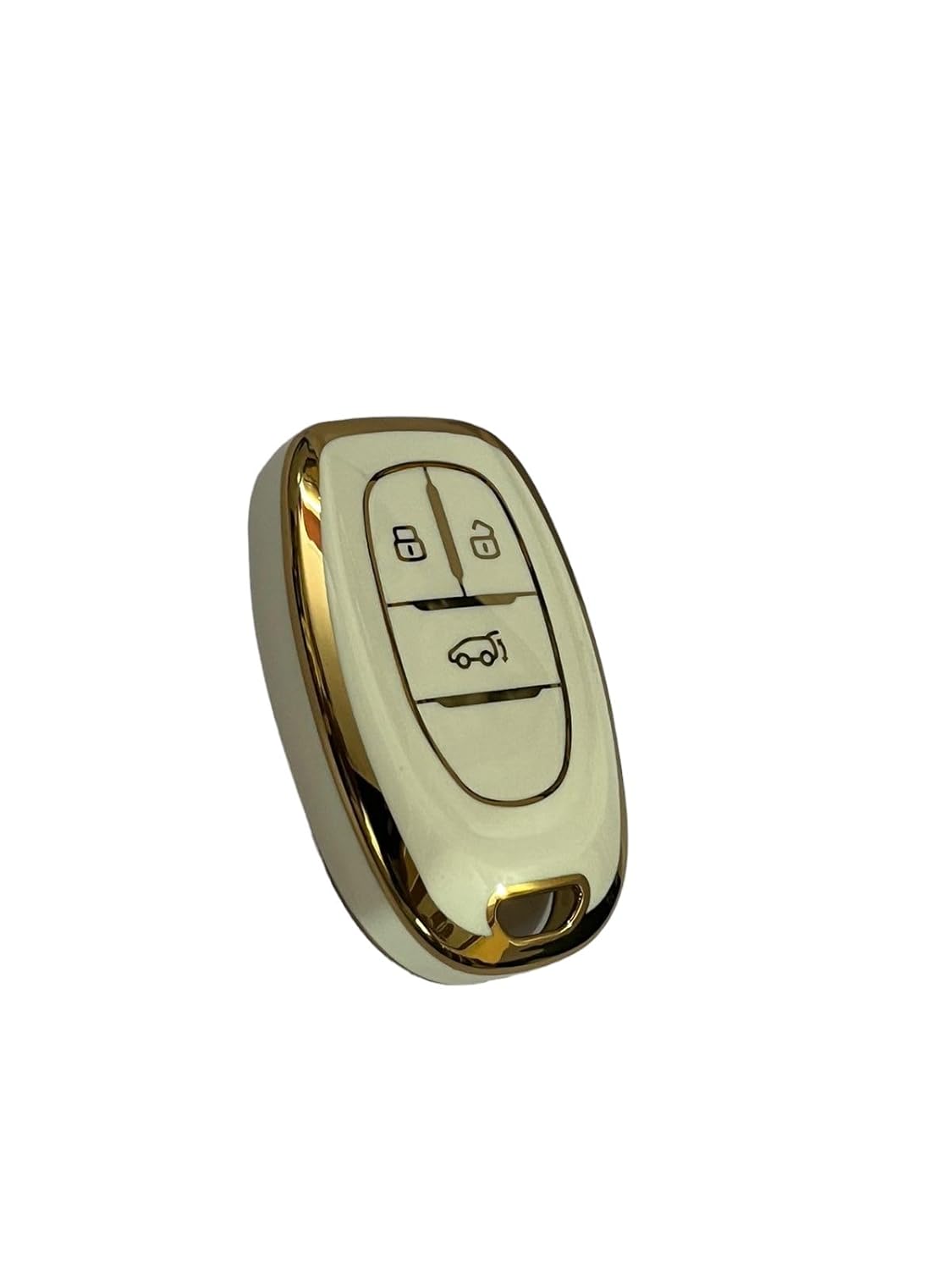 TPU Car Key Cover Fit for MG Gloster 3 Button Smart Key (White/Gold) Image 