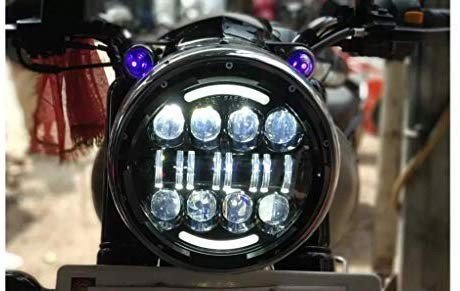 7 Inch Fancy Half ring Headlight with Turning Signal Lights for Royal Enfield Bullet, Classic,Thunderbird Electra (12-30V, 75W White LED Light) Image 
