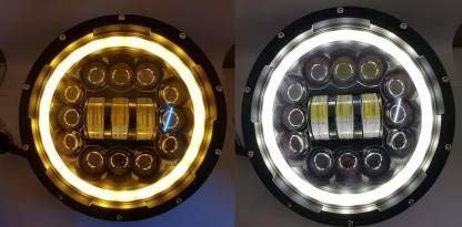 7 Inch Full Ring Fancy Led Headlight with Turning Signal Lights for Royal Enfield Bullet/Classic/Thunderbird/Electra (12-30V, 75W White Led Light) Image 