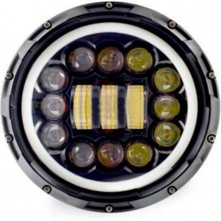 7 Inch Full Ring Fancy Led Headlight with Turning Signal Lights for Royal Enfield Bullet/Classic/Thunderbird/Electra (12-30V, 75W White Led Light) Image 