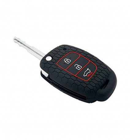  Silicone Key Cover For Hyundai Venue Flip Key (Black) Image 