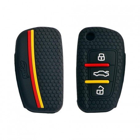  Silicone Key Cover For A1 A3 A6 Q2 Q3 Q7 TT TTS R8 S3 S6 RS3 3 Button Flip Key (Black) Image 