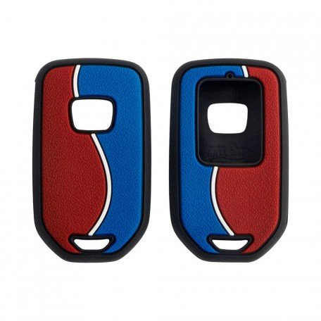 Duo Style Key Cover for for Honda City, Jazz, WR-V, Amaze, Civic Smart Keys (Red/Blue) Image 