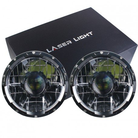 7 Inch Laser Head light with LED Hi/Lo Dual Beam DRL 12-24 volts M35a2 M35 M35a3 M923 Truck HHMMWV M998 Diesel JK JKU Jeep Mahindra Thar Royal Enfield Wrangler Image 