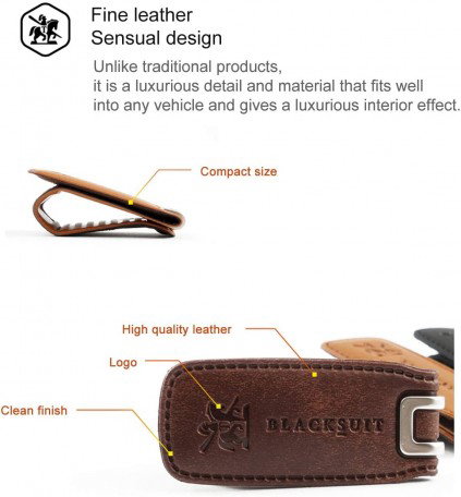 Blacksuit Autoban Leather Sunglass Clip Sun Visor Car Eyeglasses Holder Universal for car and Vehicles(Black) Image 