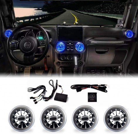 Car 2020 AC Vent RGB LED Multi Color Effect with Switch Control Compatible with Mahindra Thar ( Set of 4) Image 